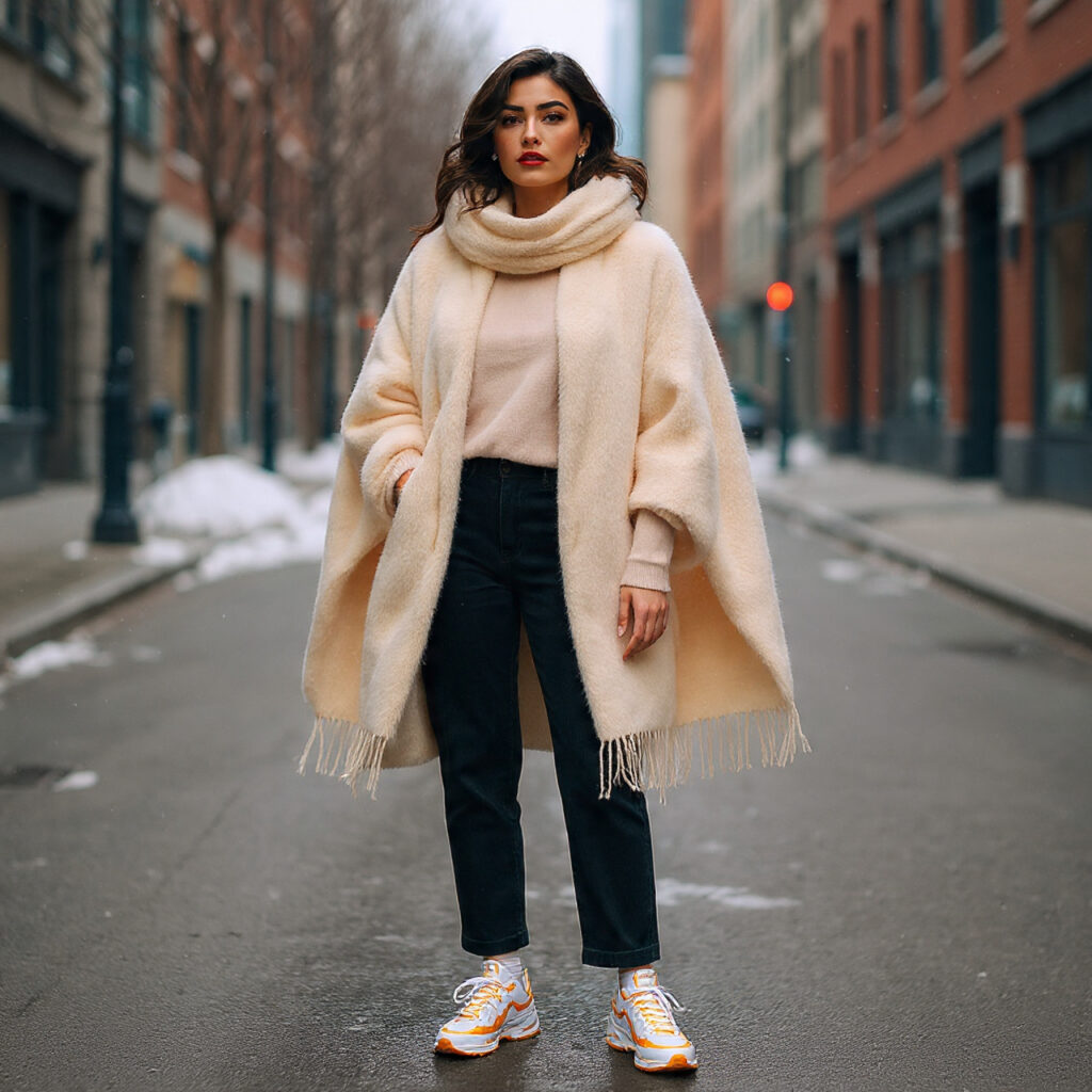 20 Trendy Cute Winter Outfits Ideas to Elevate Your Seasonal Wardrobe 19 Cashmere Wraps and Tailored Slacks