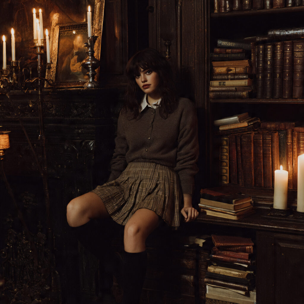 Dark Academia Plaid Skirt Idea