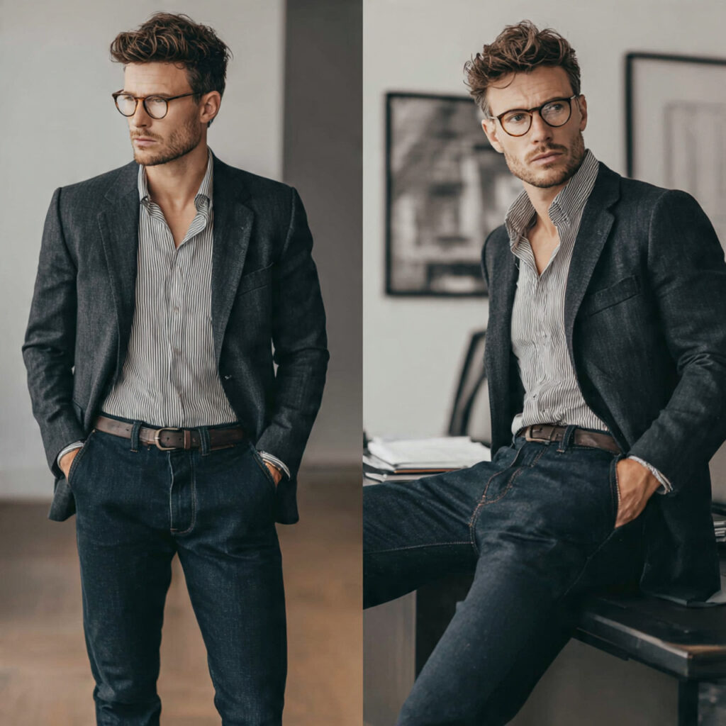 Dark Denim with Structured Blazers