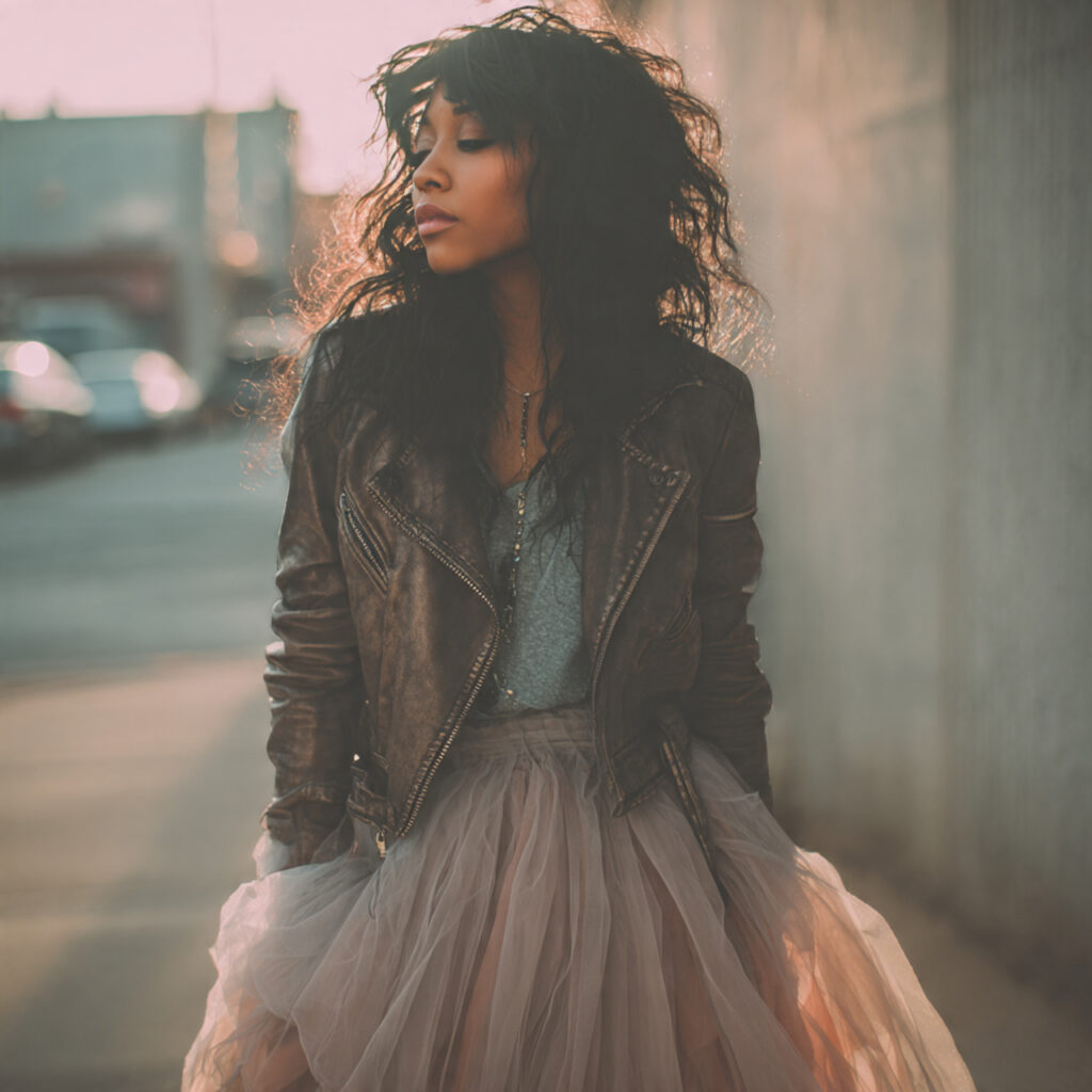 Distressed Leather Jackets and Tulle Skirts