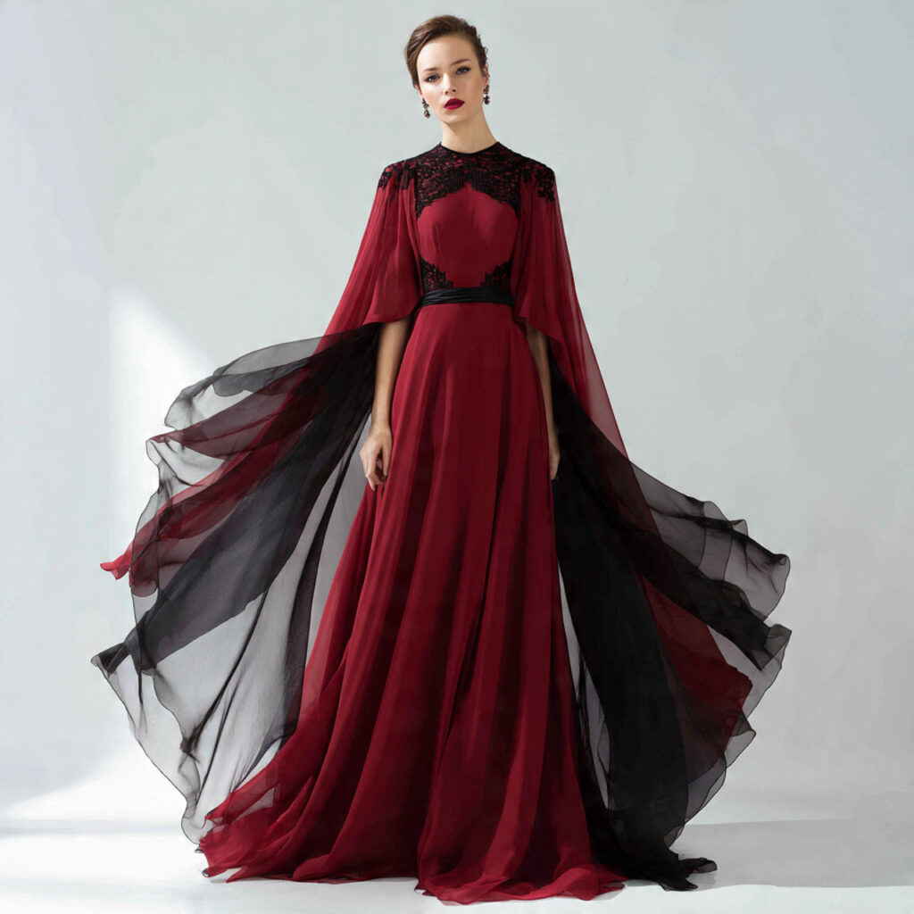 25 Best Plus Size Wedding Outfit Ideas: Stunning Styles for Every Celebration 18 Dramatic Cape Sleeve Evening Gown