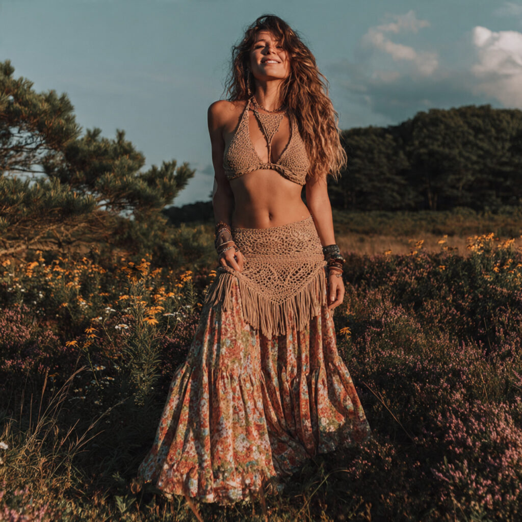 Flowing Maxi Skirts with Crochet Halters