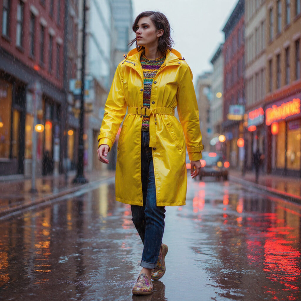 Glossy Yellow Fisherman Raincoat Idea
