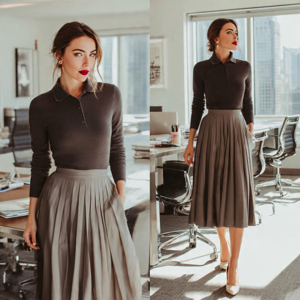 Merino Wool Polos with Pleated Skirts