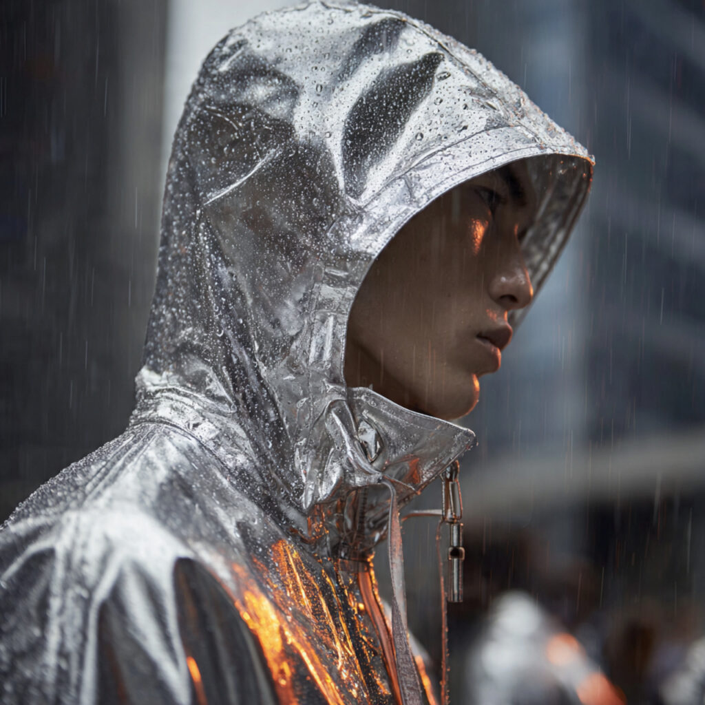 Metallic Silver Rain Parka Idea