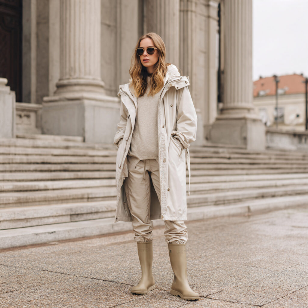 Monochromatic Beige Rain Gear Idea
