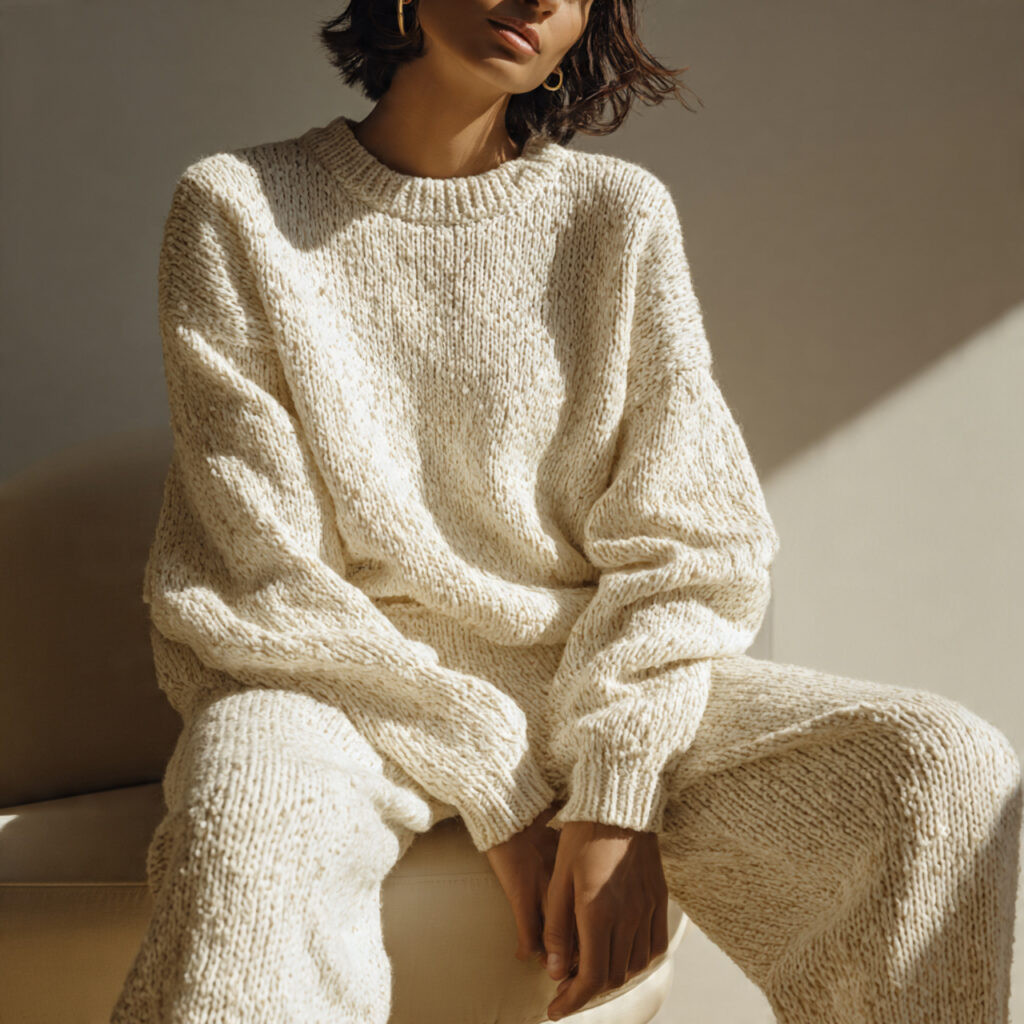 Monochromatic Cream Knit Ensemble