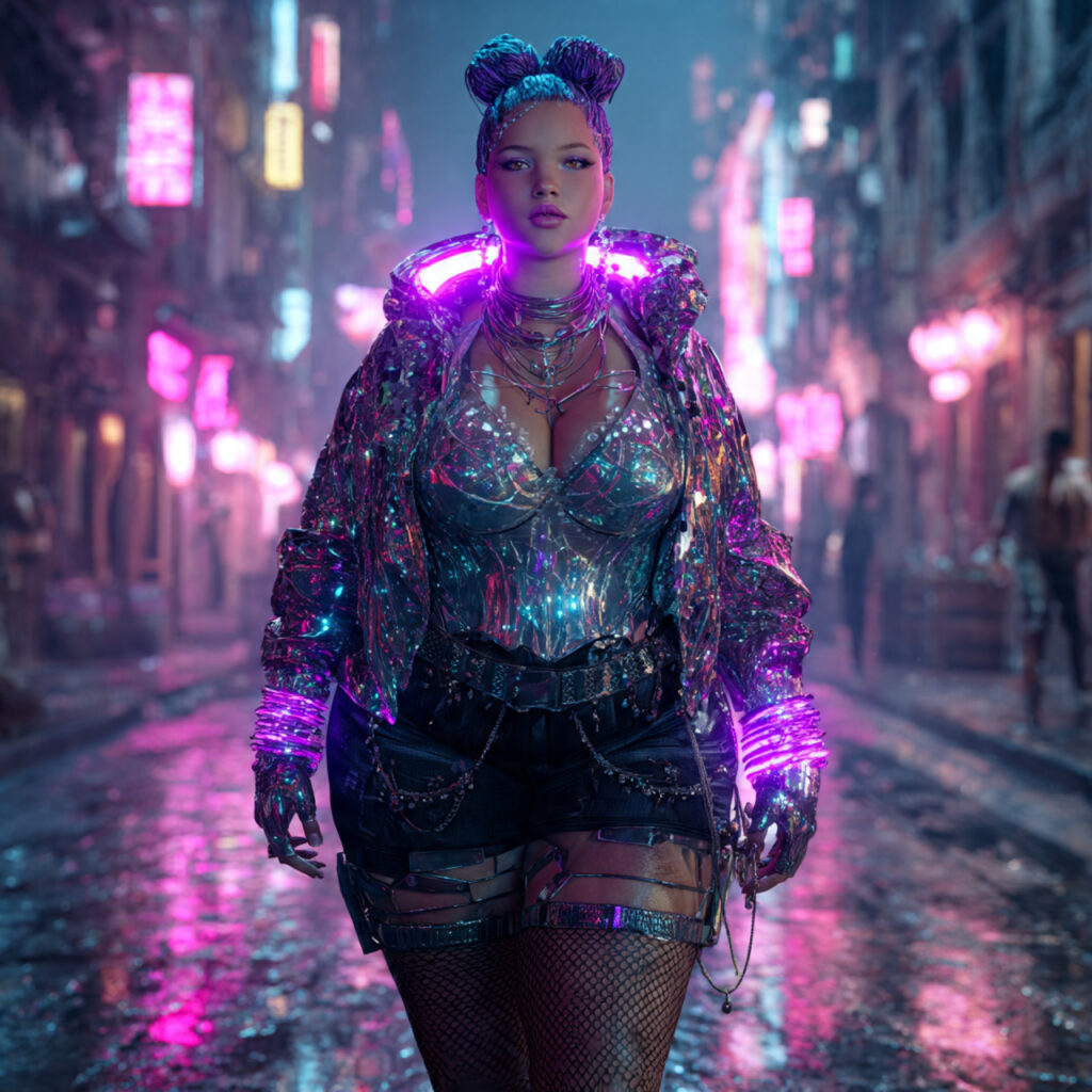 28 Best Plus Size Halloween Costume Ideas for a Stylish Spooky Season 28 Neon Cyberpunk Visionary