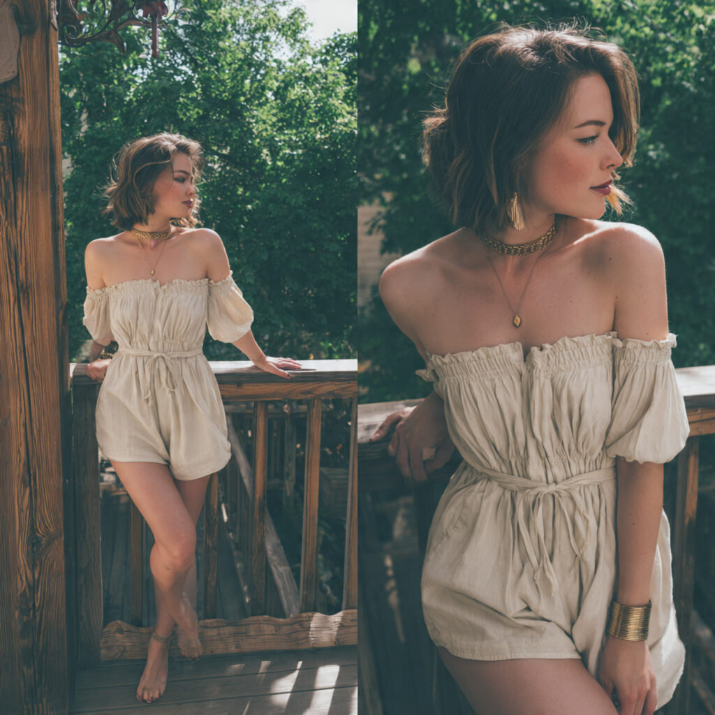 25 Trendy Western Outfit Ideas to Upgrade Your Wardrobe 17 Off-the-Shoulder Romper Idea