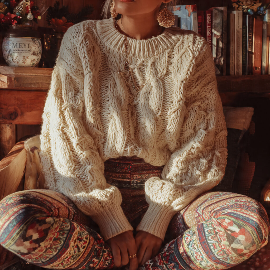 Oversized Knit Sweaters and Patterned Leggings