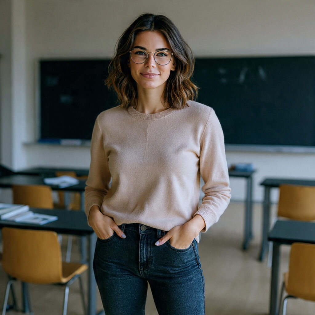 20 Best Teacher Outfit Ideas: Stylish, Comfortable Looks for Every School Day 5 Oversized Sweater and Leggings Idea