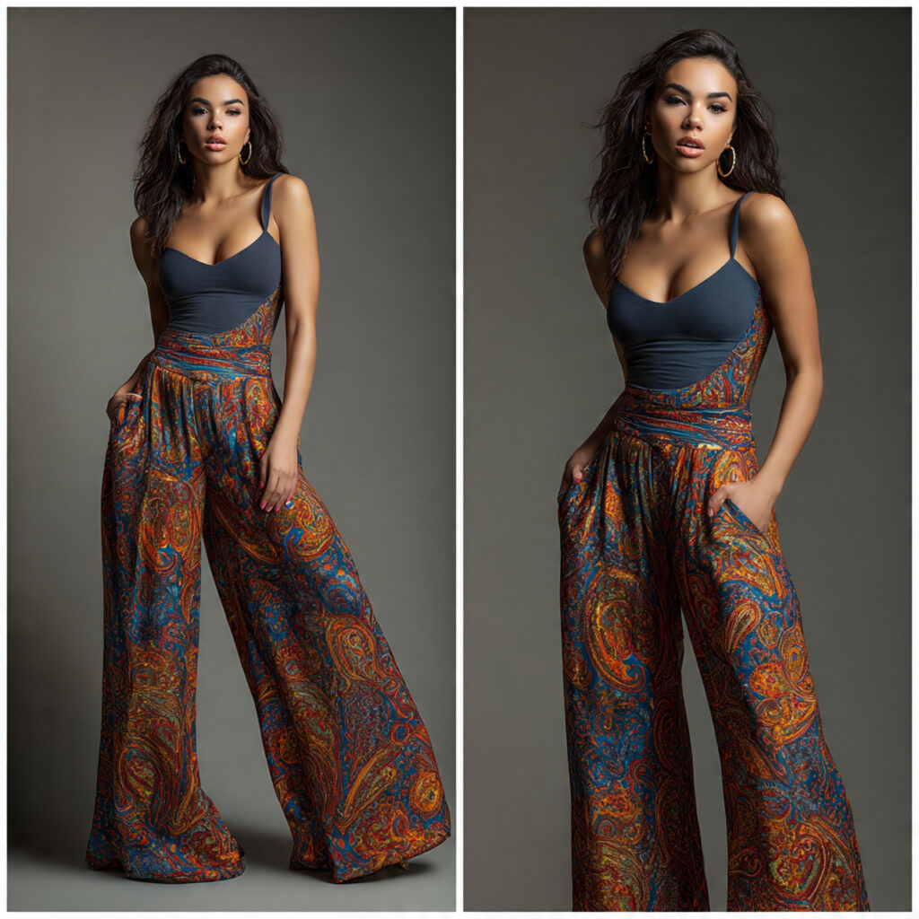 Paisley Print Palazzos and Fitted Bodysuits