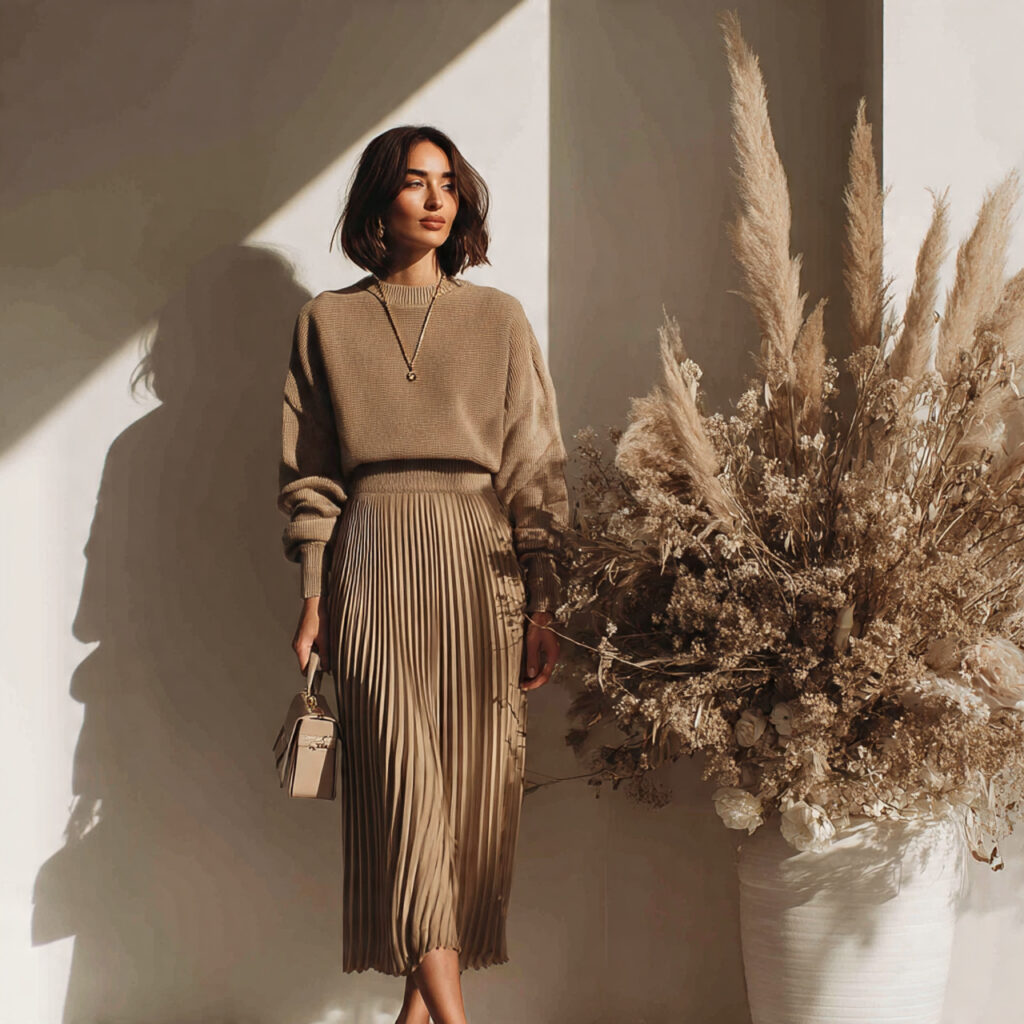 Pleated Skirt with Cropped Sweater