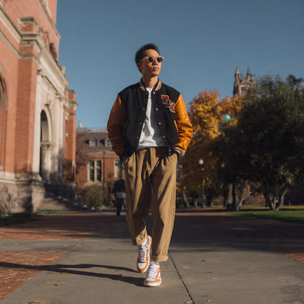 Preppy Varsity Letterman Jacket Idea