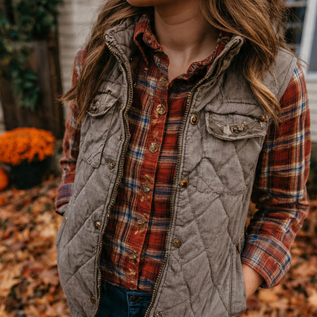 Quilted Vest and Flannel Button Down