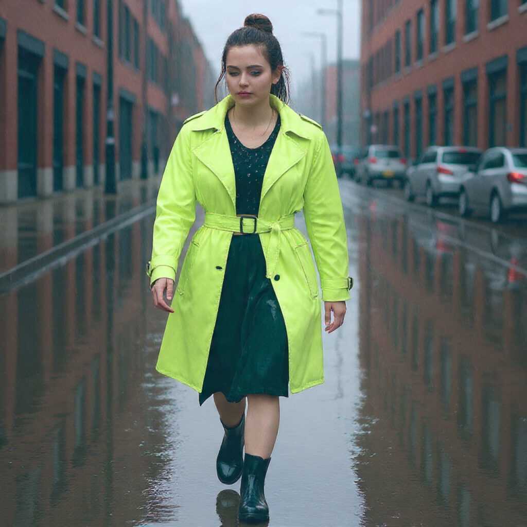 Rubberized Chelsea Boots and Midi Skirt Idea