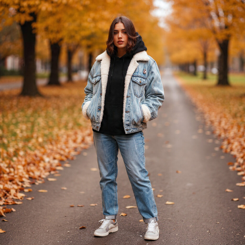 20 Trendy Cute Winter Outfits Ideas to Elevate Your Seasonal Wardrobe 2 Shearling Trimmed Denim Jackets