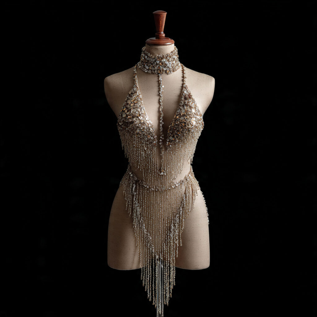 25 Best Plus Size Wedding Outfit Ideas: Stunning Styles for Every Celebration 21 Shimmering Champagne Beadwork Ensemble