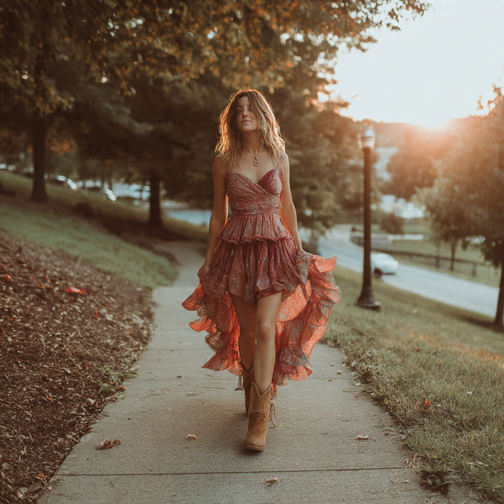 Tiered Sundresses with Suede Ankle Boots