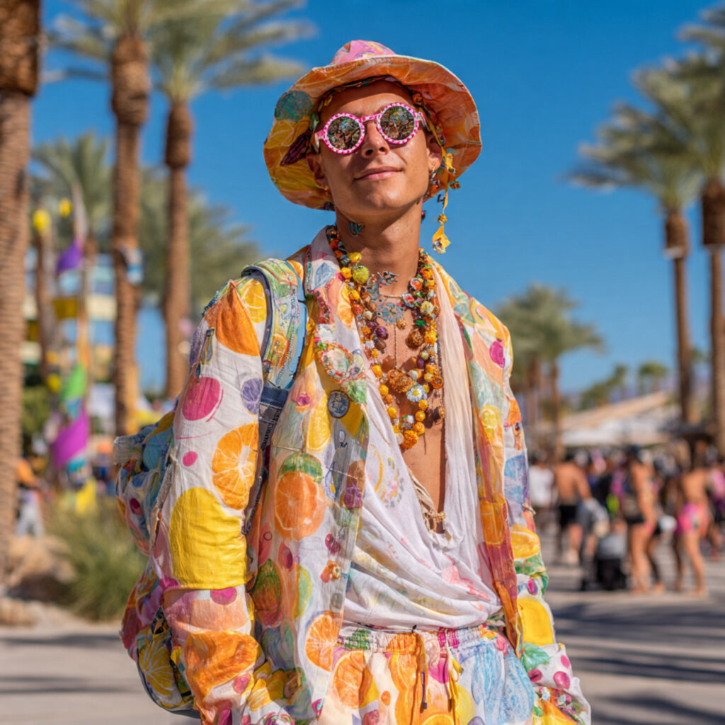 25 Trendy Festival Outfit Ideas to Elevate Your Music Festival Style 9 Tropical Fruit Print Idea