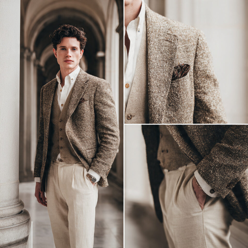 Tweed Jacket and Slim Fit Slacks