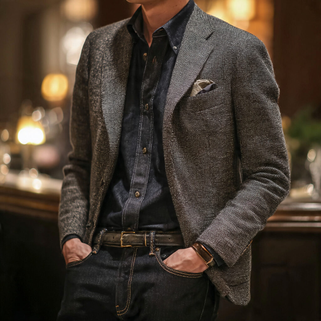 Velvet Sport Coat and Dark Denim