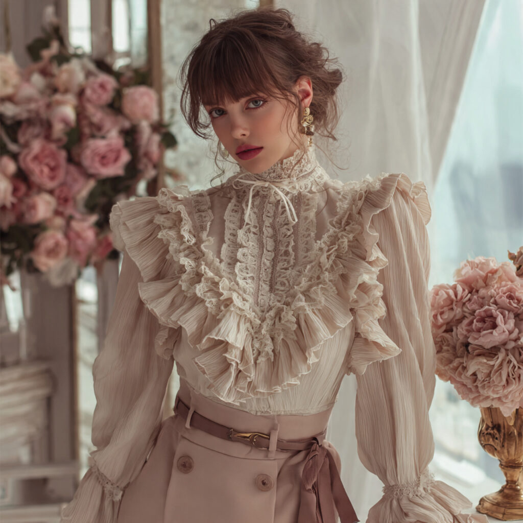 Victorian Inspired High Neck Blouse Idea