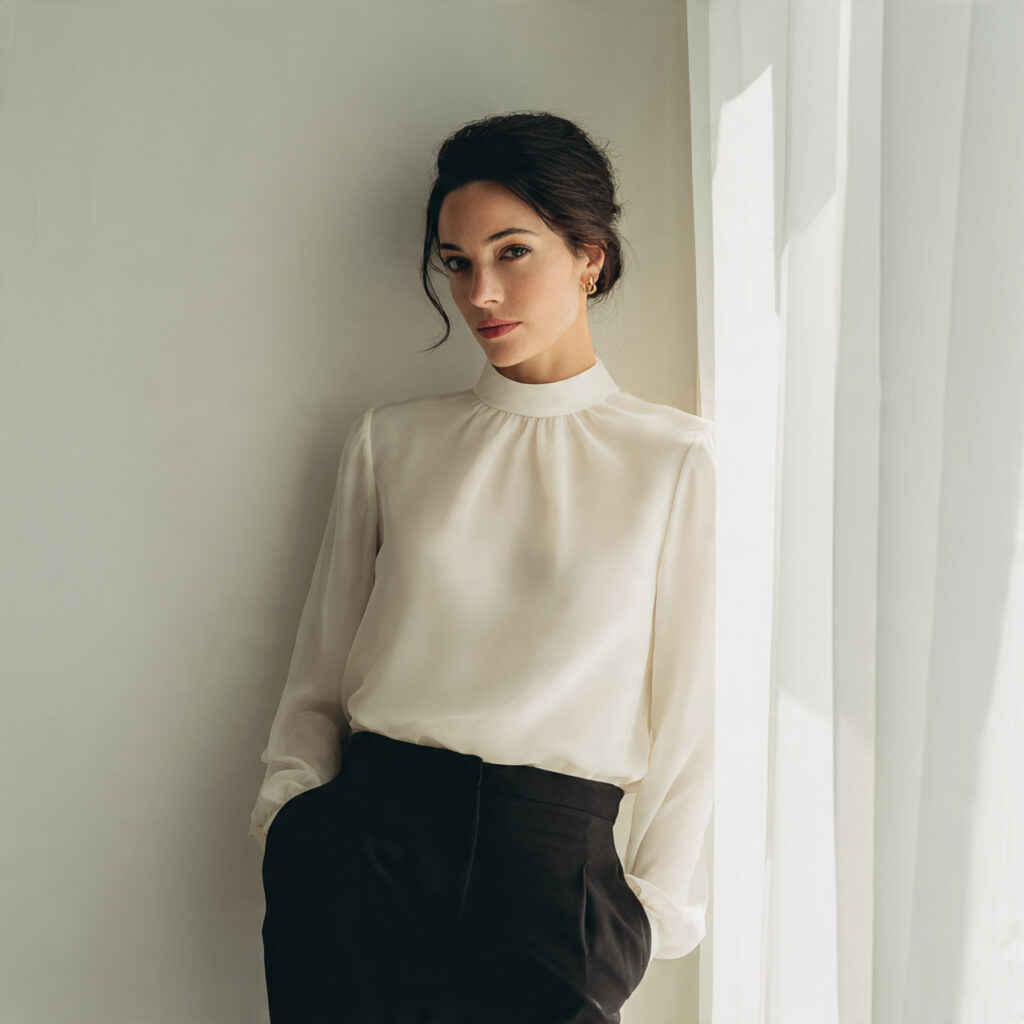 Chiffon Mock Neck Blouse Idea