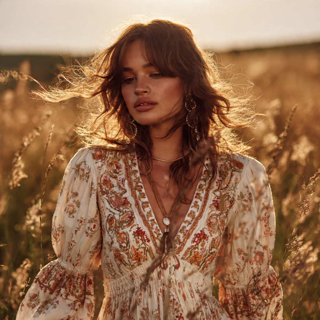 Flowy Maxi Dress with Floral Embroidery