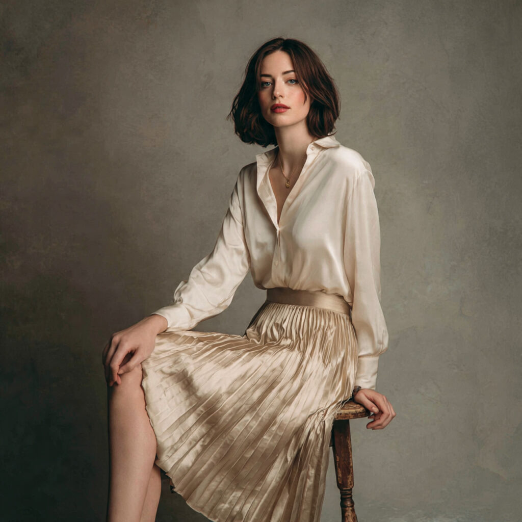 Pleated Satin Skirt Idea