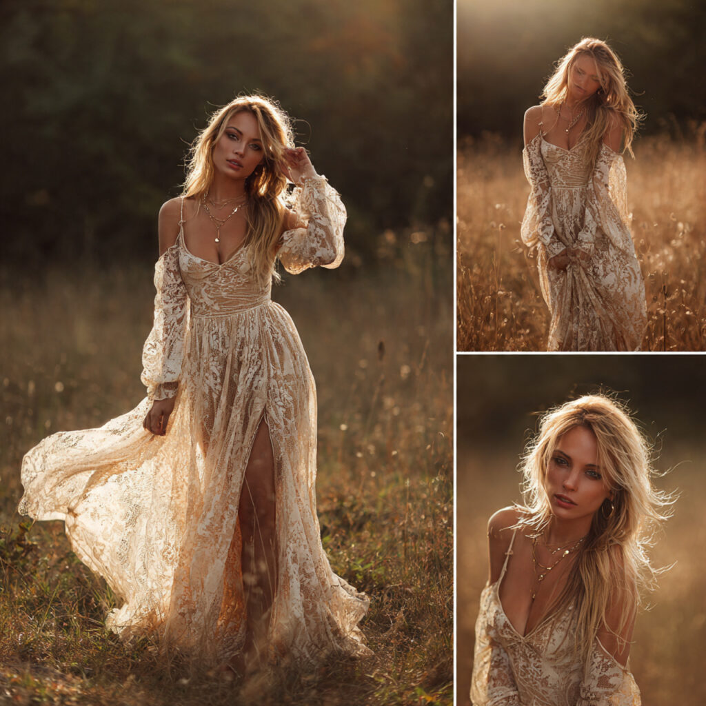 Sheer Lace Gown over Bodysuit