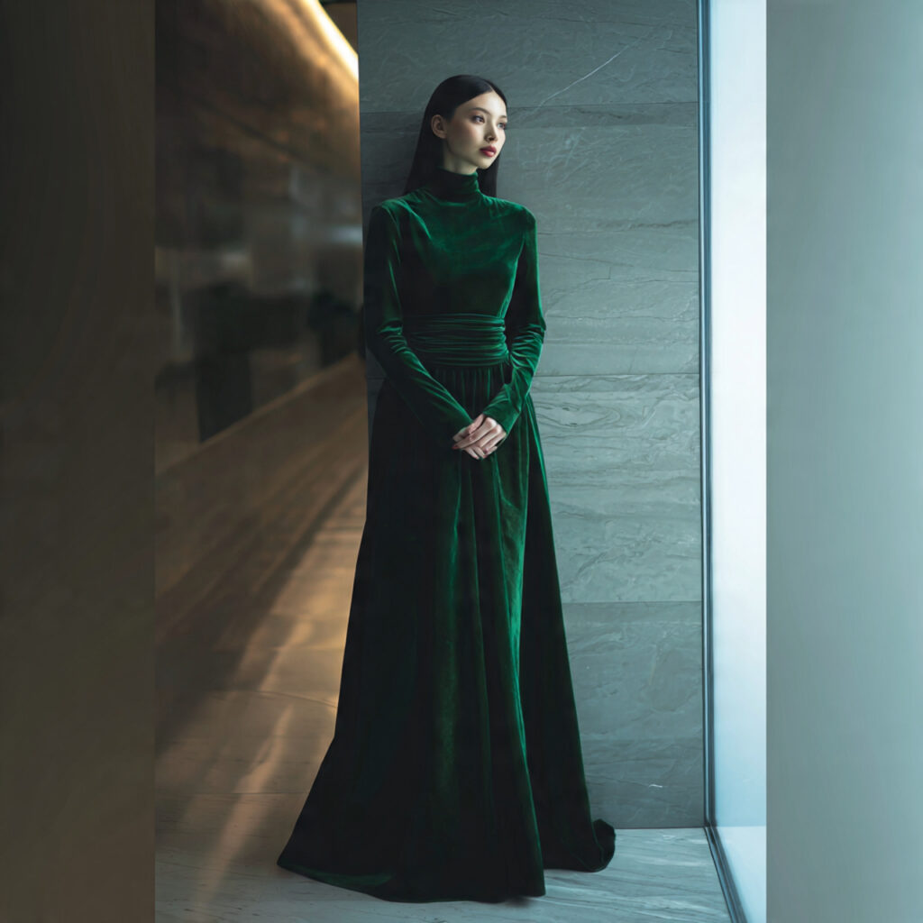 Velvet Jewel Tone Dress Idea